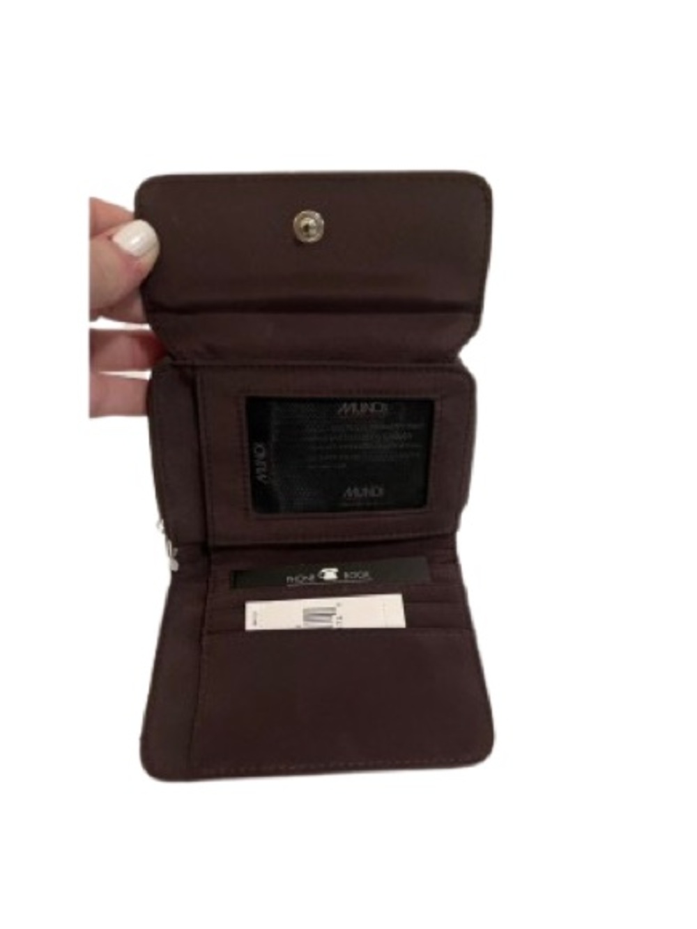 Authentic Mundi Women's Microfiber Wallet Brown Water Resistant Gift Present NEW